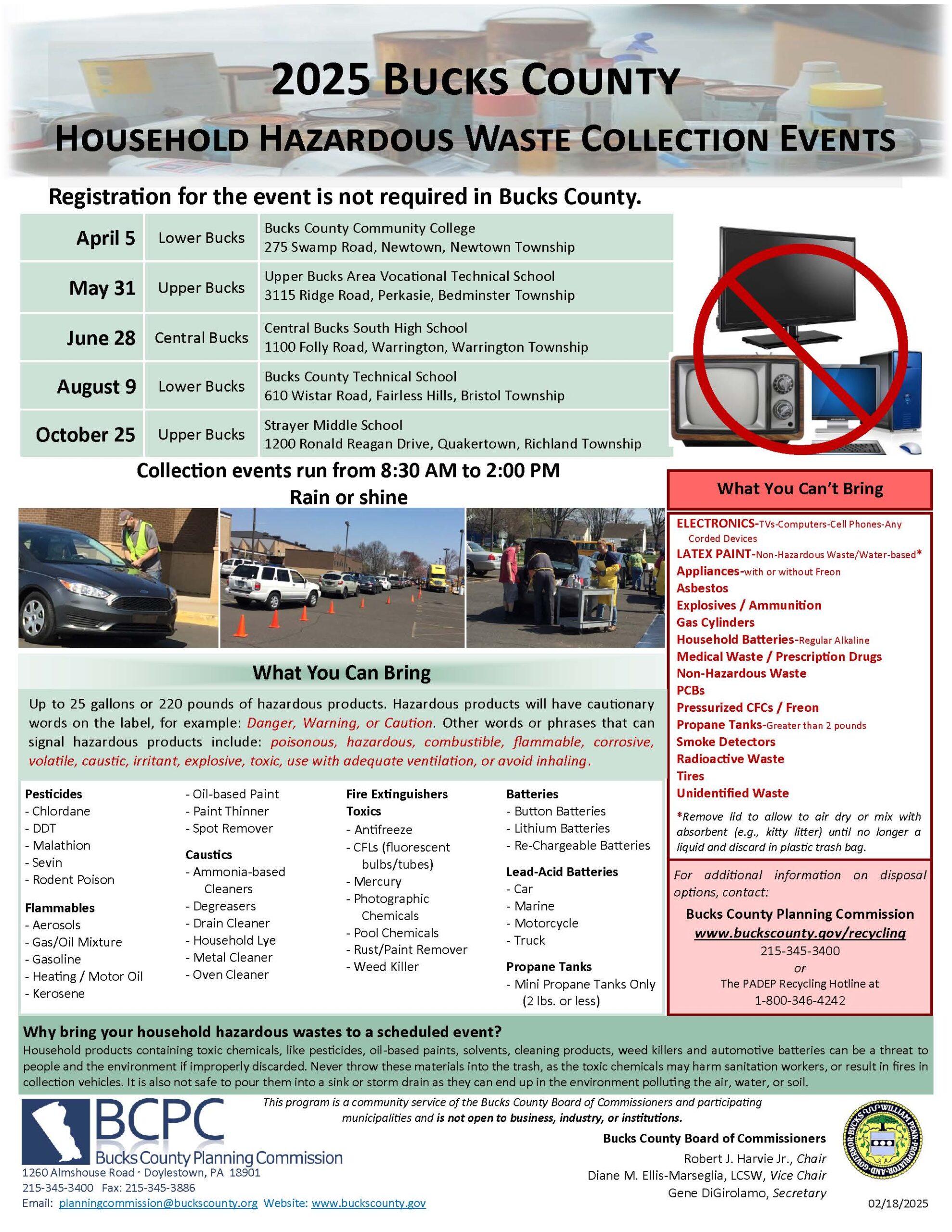 Bucks County Household Hazardous Waste Collection Event – Warwick ...