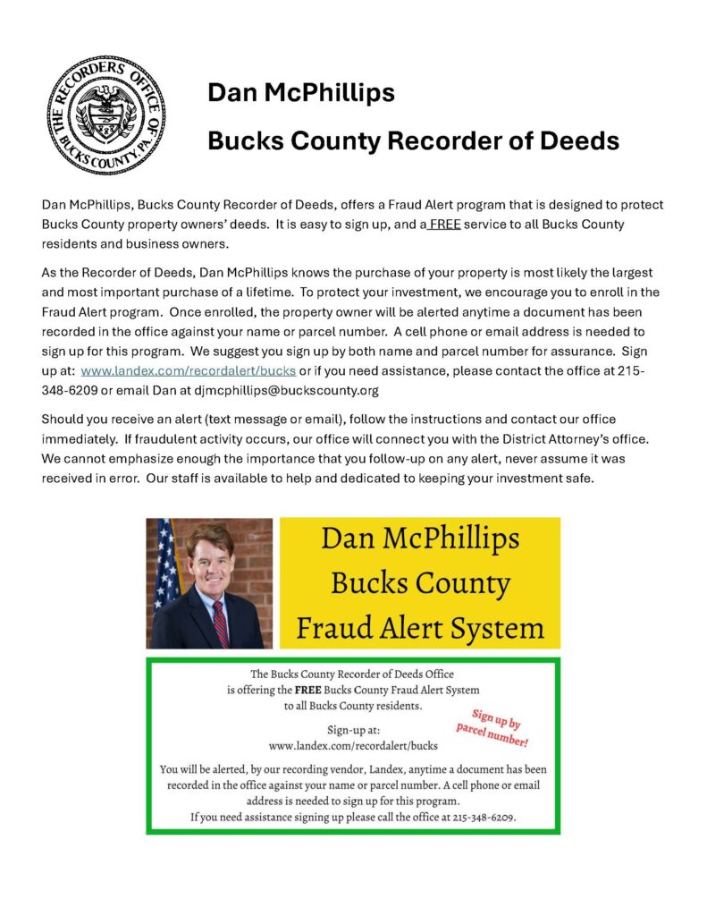 Bucks County Recorder of Deeds - Fraud Alert System